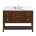 Avanity Zoe 48 Single Sink Bathroom Vanity Walnut in White Quartz Front View
