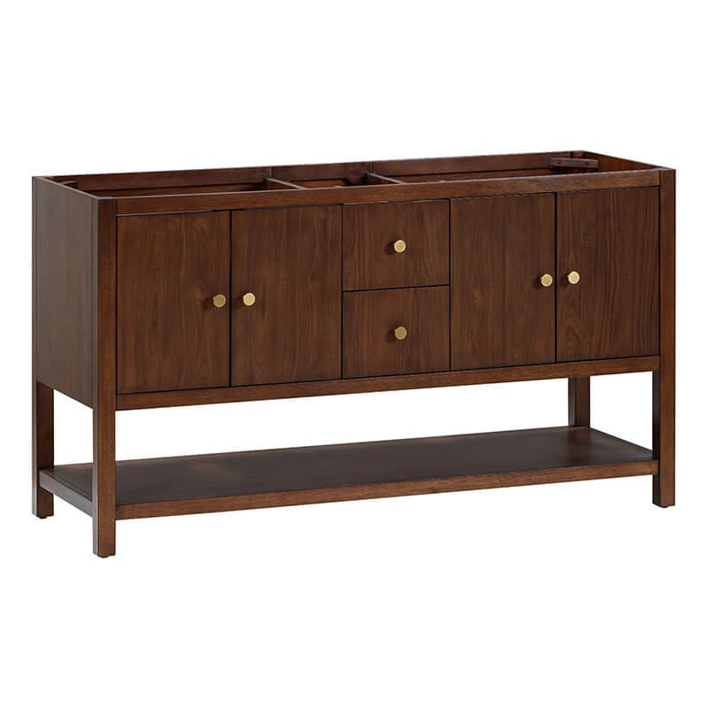 Avanity Zoe 60 Double Sink Bathroom Vanity Walnut Cabinet Only Corner View