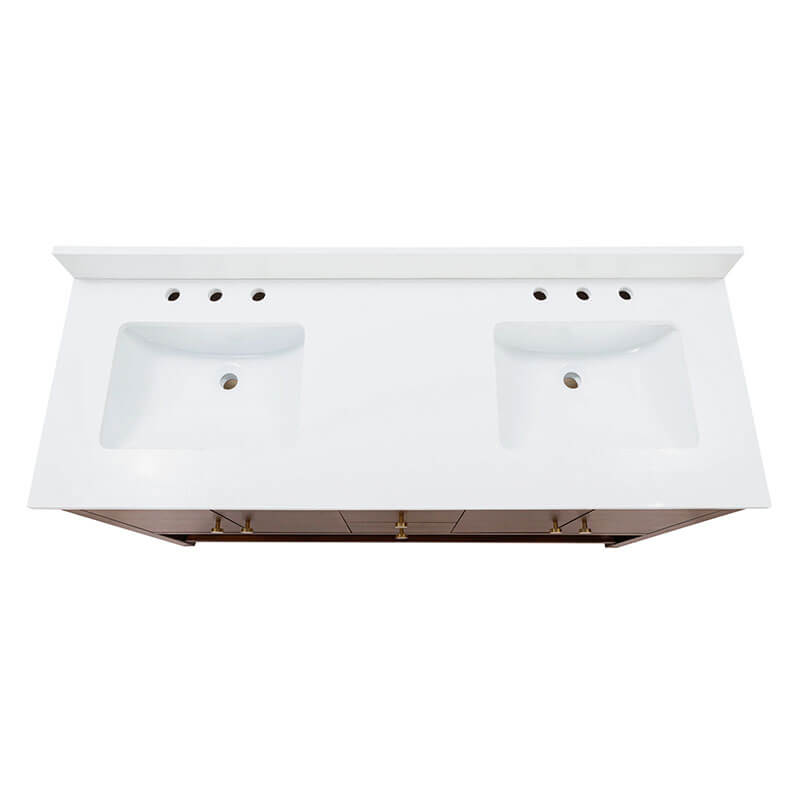 Avanity Zoe 60 Double Sink Bathroom Vanity Walnut in White Quartz
