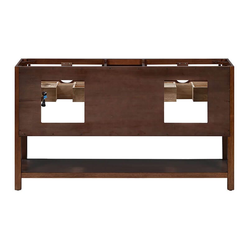 Avanity Zoe 60 inch Double Sink Bathroom Vanity Walnut Cabinet Only Back View