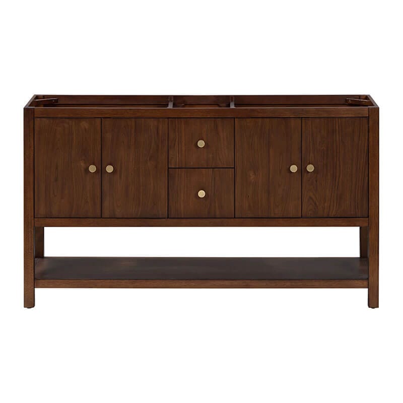 Avanity Zoe 60 inch Double Sink Bathroom Vanity Walnut Cabinet Only