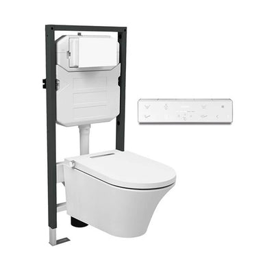 axent one plus wall hung toilet full view with remote