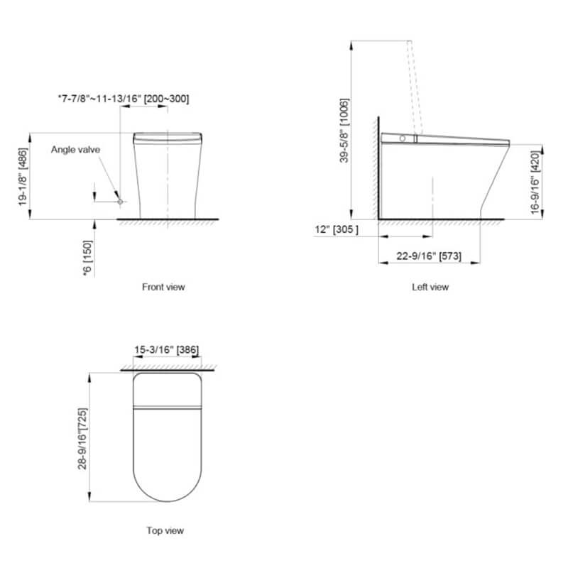 axent primus 2.0 tankless toilet dimensions