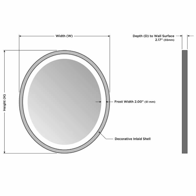 Barcelona Mirror With LED Light Dimensions