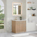 Barnett 36 inch Single Bathroom Vanity with Top Natural Oak Corner View