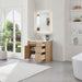 Barnett 36 inch Single Bathroom Vanity with Top Natural Oak Open Drawer