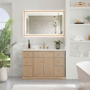 Barnett 48 Single Bathroom Vanity with Top Natural Oak Front View