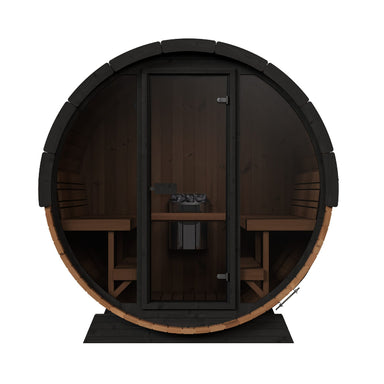Barrel Haus Collection Outdoor Sauna 6 Person, 6.6' x 7.4' (9 kW) Front View