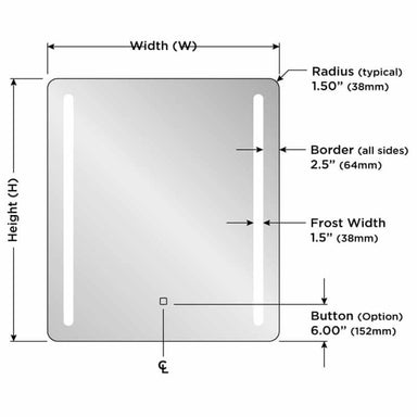 Bela Led Lighted Mirror Dimensions