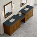 Bellshire 120 Dual Vanity With 24 Make-Up Counter Honey Oak in Charcoal Soapstone Silestone Top