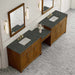 Bellshire 120 Dual Vanity With 24 Make-Up Counter Honey Oak in Parisien Bleu Silestone Top