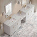 Bellshire 120 Inch Dual Vanity With 24 Inch Make-Up Counter Bright White in Ethereal Noctis Top