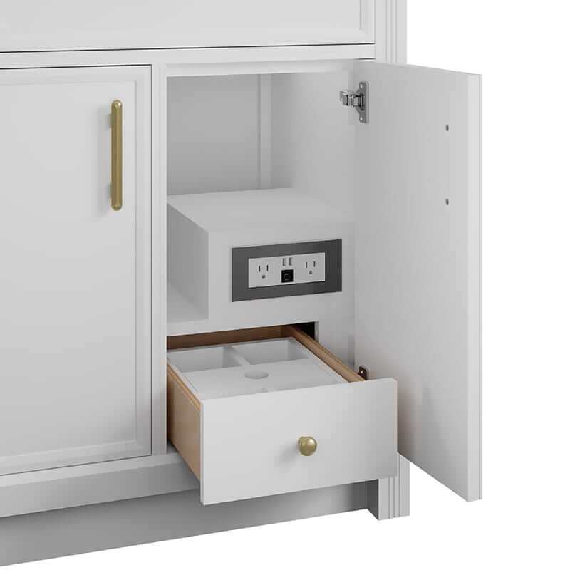 Bellshire 30 Inch Single Vanity in Bright White Open Drawer Up Close