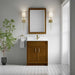 Bellshire 30 Inch Single Vanity in Honey Oak With Single Hole Faucet White Zeus Silestone Top Backsplash