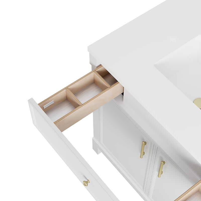 Bellshire 36" Single Vanity in Bright White With Removable Drawer Organizer