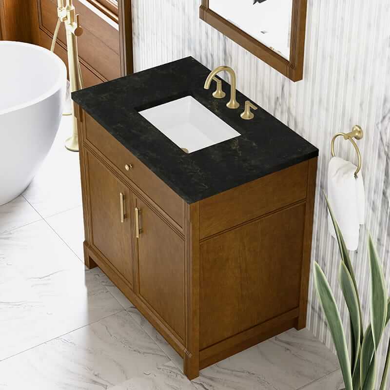 Bellshire 36" Single Vanity in Honey Oak With Phantome Eclos Top