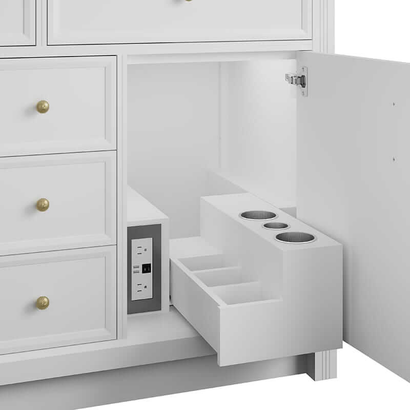 Bellshire 48 Inch Single Vanity in Bright White Integrated USB 120V Outlet