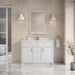 Bellshire 48 Inch Single Vanity in Bright White With Single Hole Faucet White Zeus Silestone Top Backsplash