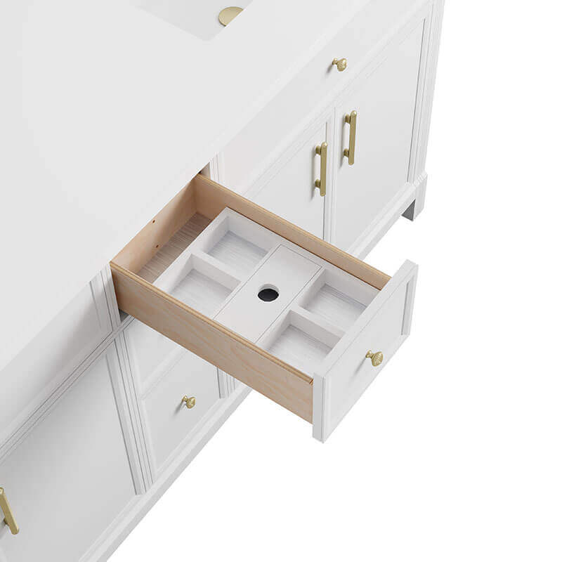 Bellshire 72 Double Vanity Bright White Cabinet Only Full-Extension Drawers