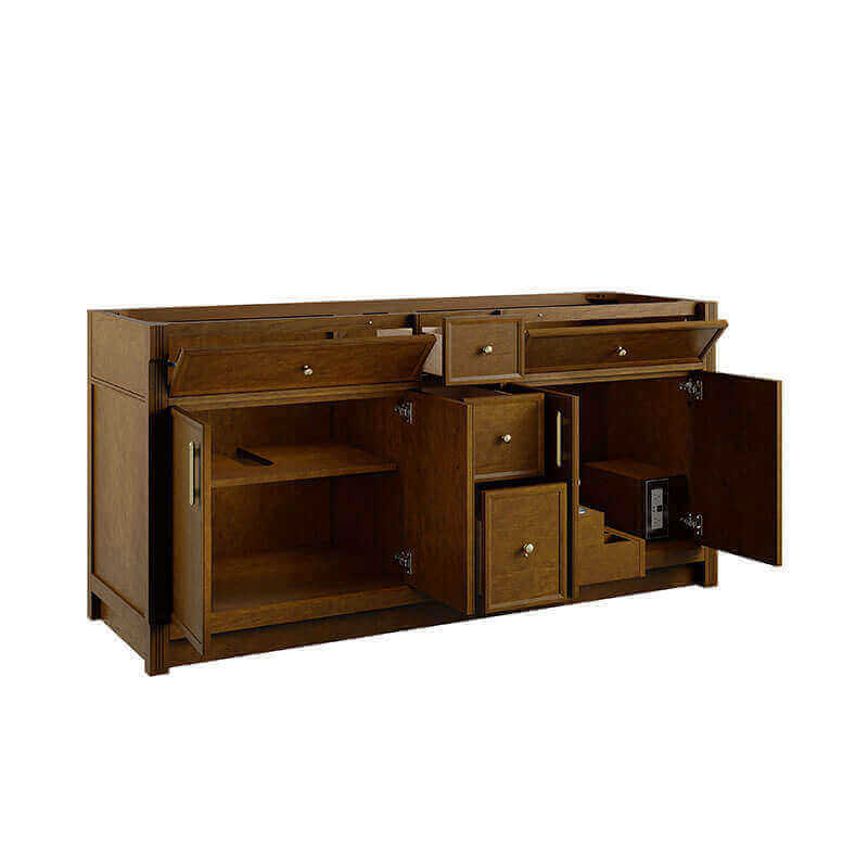 Bellshire 72 Double Vanity Honey Oak Cabinet Only Corner View