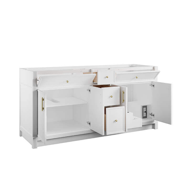 Bellshire 72 Inch Double Vanity Bright White Cabinet Only Corner View