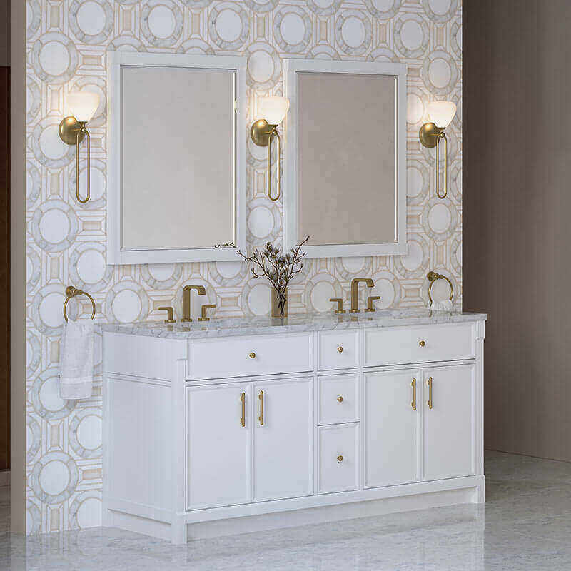 Bellshire 72 Inch Double Vanity Bright White in Bright White Top Corner View