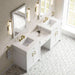 Bellshire 84 Dual Vanity With 24 Make-Up Counter Bright White in White Zeus Silestone Top
