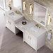 Bellshire 96" Dual Vanity With 24" Make-Up Counter Bright White in Eternal Jasmine Pearl Silestone Top