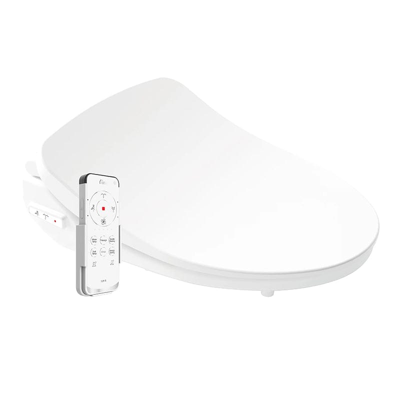 bio bidet slim three bidet toilet seat top corner view with remote