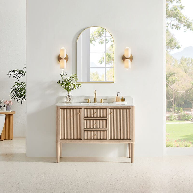 Blaise 48 Single Bathroom Vanity with Top Light Oak Front View