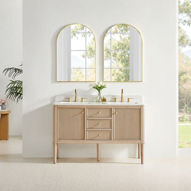 Blaise 54 Double Bathroom Vanity with Top Light Oak Front View