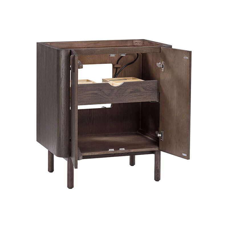 Blakely 30 inch Single Sink Bathroom Vanity Brown Oak Cabinet Only Open Drawer