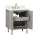 Blakely 30 inch Single Sink Bathroom Vanity Gray Oak in Calacatta Quartz Open Drawer