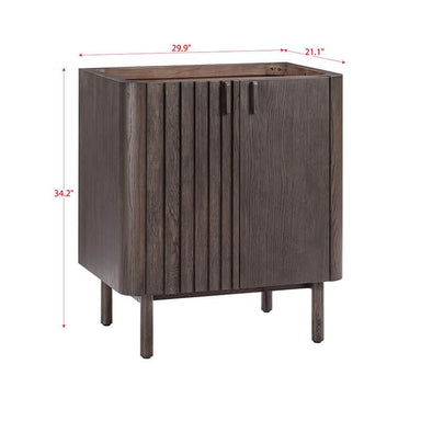 Blakely 30 Single Sink Bathroom Vanity Brown Oak Cabinet Only Corner View