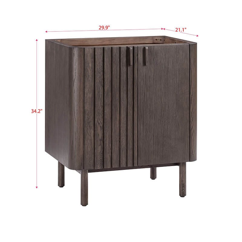 Blakely 30 Single Sink Bathroom Vanity Brown Oak Cabinet Only Corner View