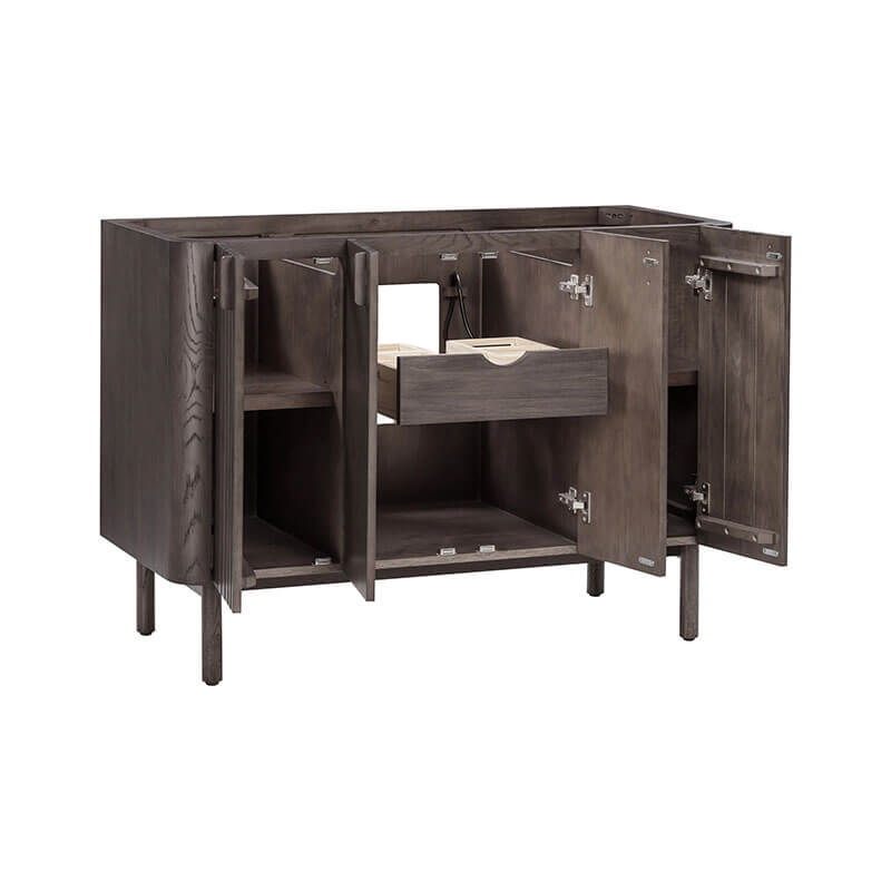 Blakely 48 Single Sink Bathroom Vanity Brown Oak Cabinet Only Open Drawer