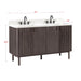 Blakely 60 Double Sink Bathroom Vanity Brown Oak in Calacatta Quartz Corner View