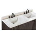 Blakely 60 Double Sink Bathroom Vanity Brown Oak in Calacatta Quartz