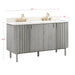 Blakely 60 Double Sink Bathroom Vanity Gray Oak in Calacatta Quartz Corner View
