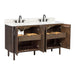 Blakely 60 inch Double Sink Bathroom Vanity Brown Oak in Calacatta Quartz Open Drawer