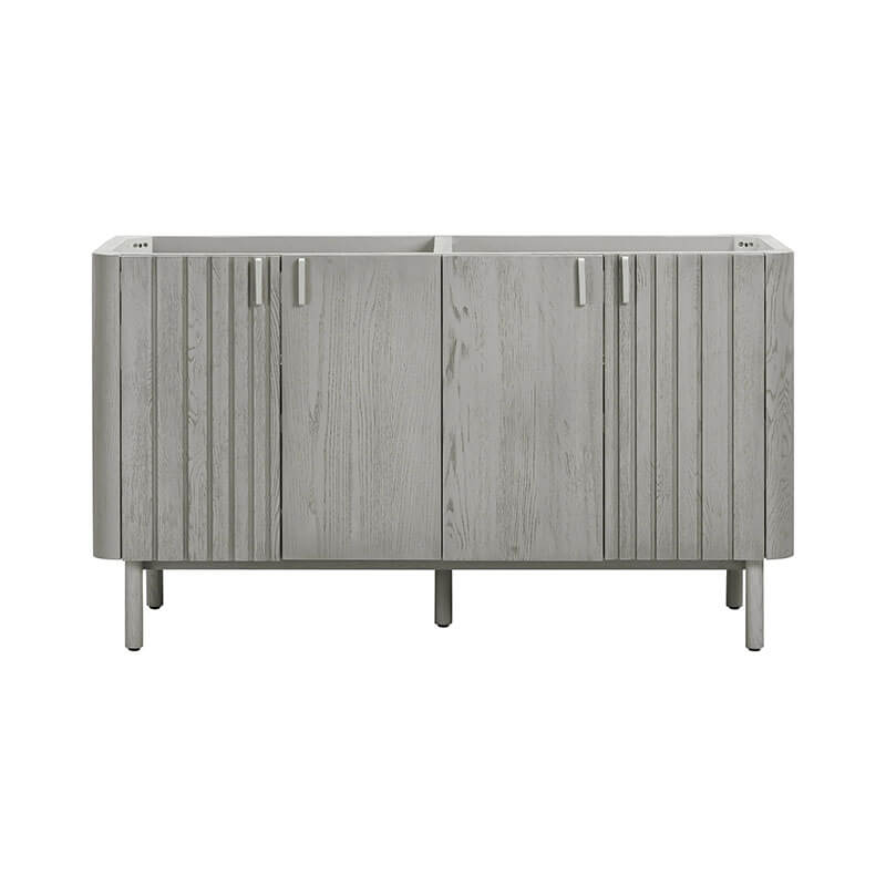Blakely 60 inch Double Sink Bathroom Vanity Gray Oak Cabinet Only Front View