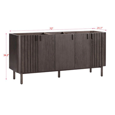 Blakely 72 Double Sink Bathroom Vanity Brown Oak Cabinet Only Corner View