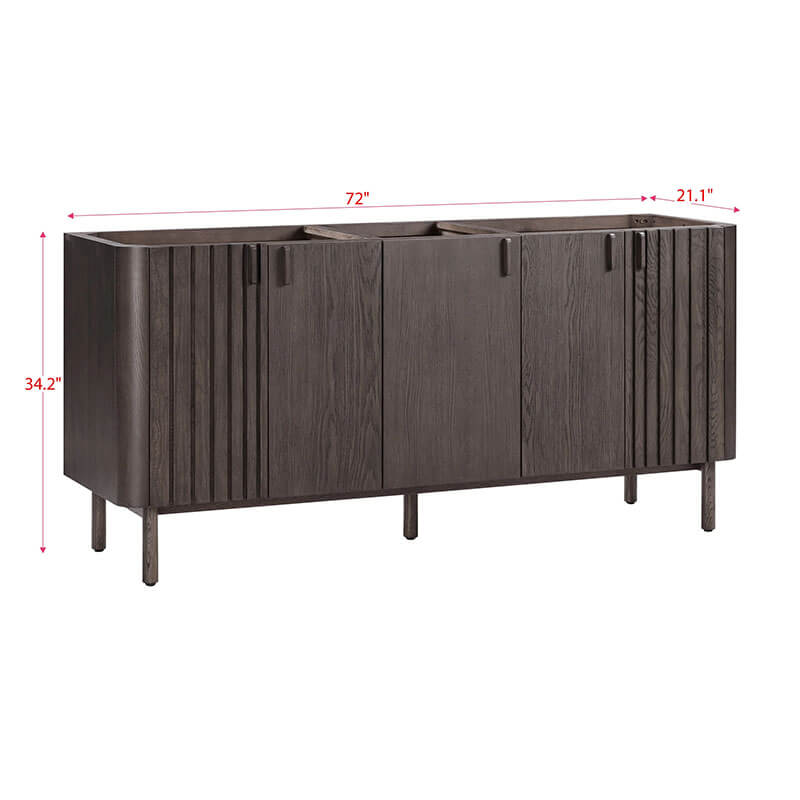 Blakely 72 Double Sink Bathroom Vanity Brown Oak Cabinet Only Corner View