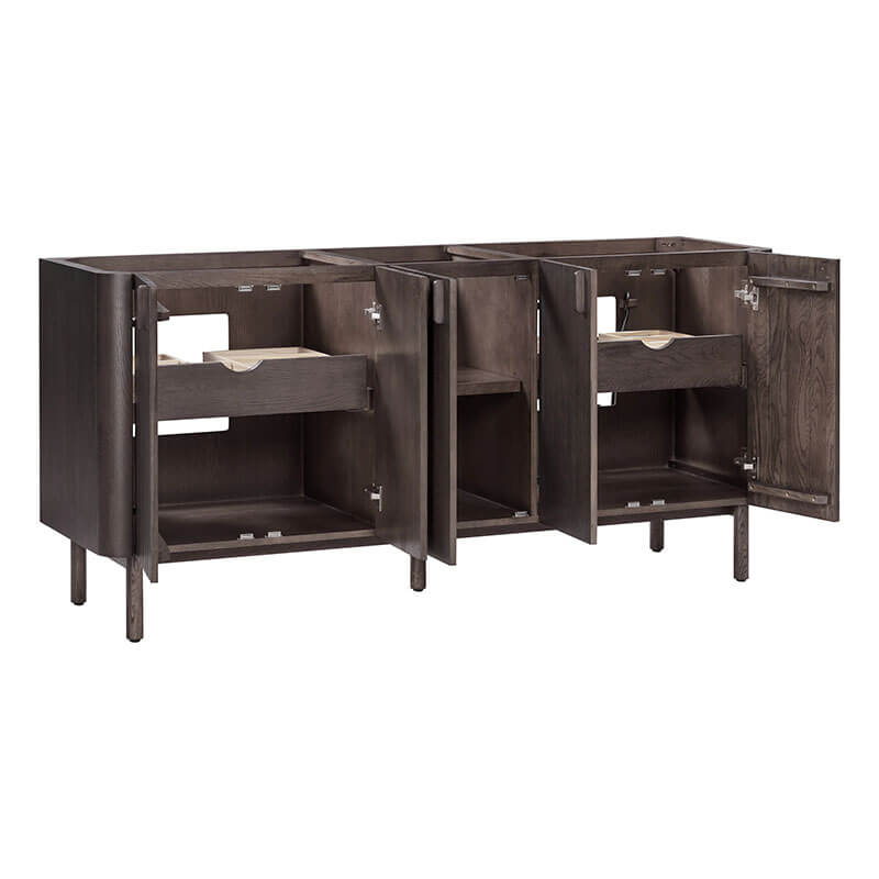 Blakely 72 Double Sink Bathroom Vanity Brown Oak Cabinet Only Open Drawer