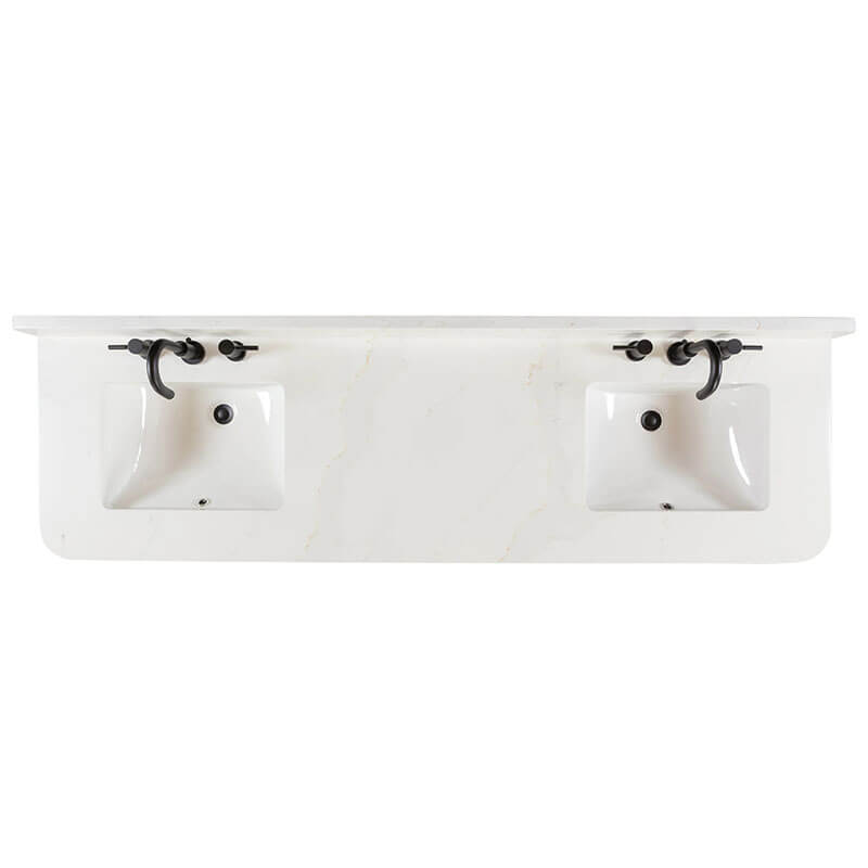 Blakely 72 Double Sink Bathroom Vanity Brown Oak in Calacatta Quartz