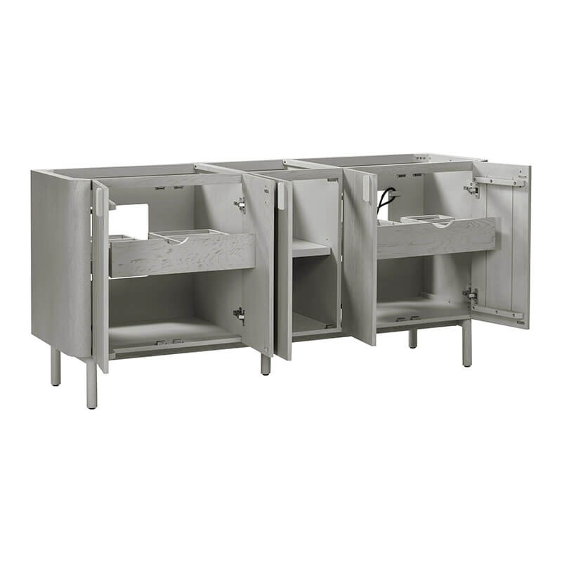 Blakely 72 Double Sink Bathroom Vanity Gray Oak Cabinet Only Open Drawer