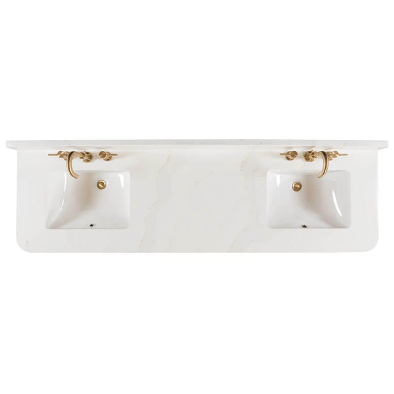 Blakely 72 Double Sink Bathroom Vanity Gray Oak in Calacatta Quartz