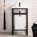 Boston 20 Inch Single Console Vanity in Matte Black With White Glossy Composite Stone Top With Storage Front View