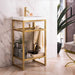 Boston 20" Single Console Vanity in Radiant Gold With White Glossy Composite Stone Top Corner View