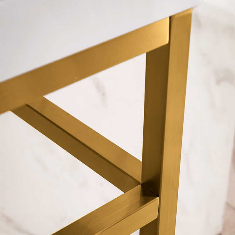 Boston 20" Single Console Vanity in Radiant Gold With White Glossy Composite Stone Top With Storage Up Close